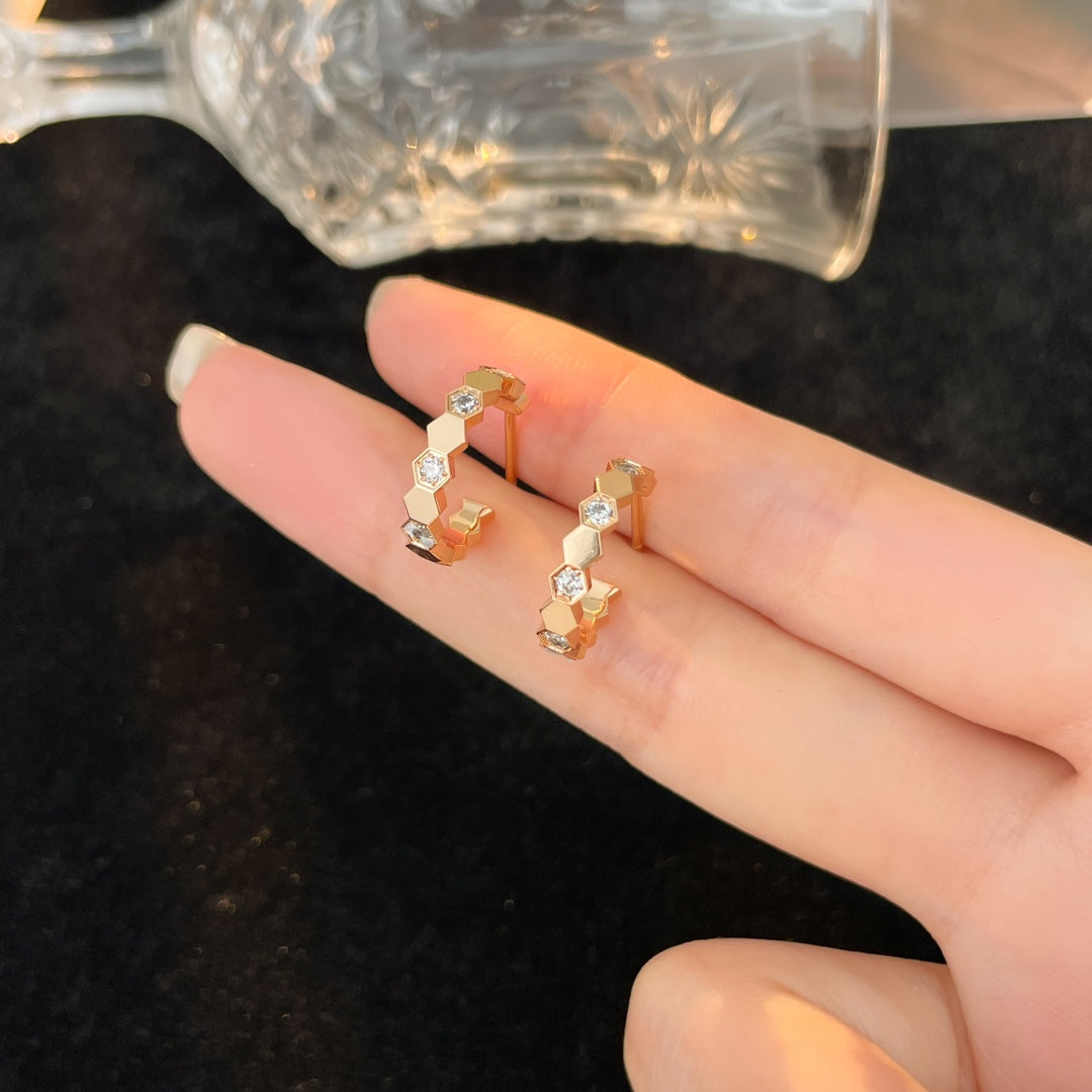 [Cadisa]BEE LOVE DIAMOND HOOP EARRINGS