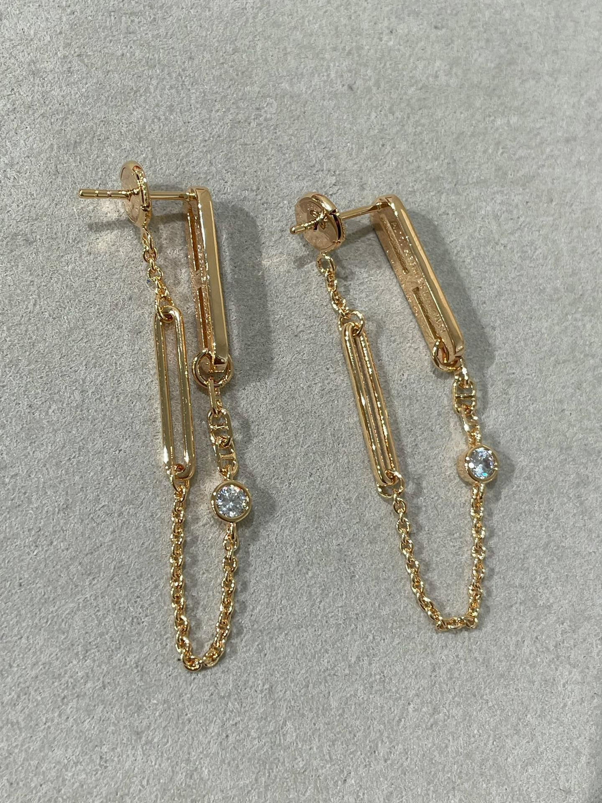 [Cadisa]CHAINE CHAOS DIAMOND DROP EARRINGS