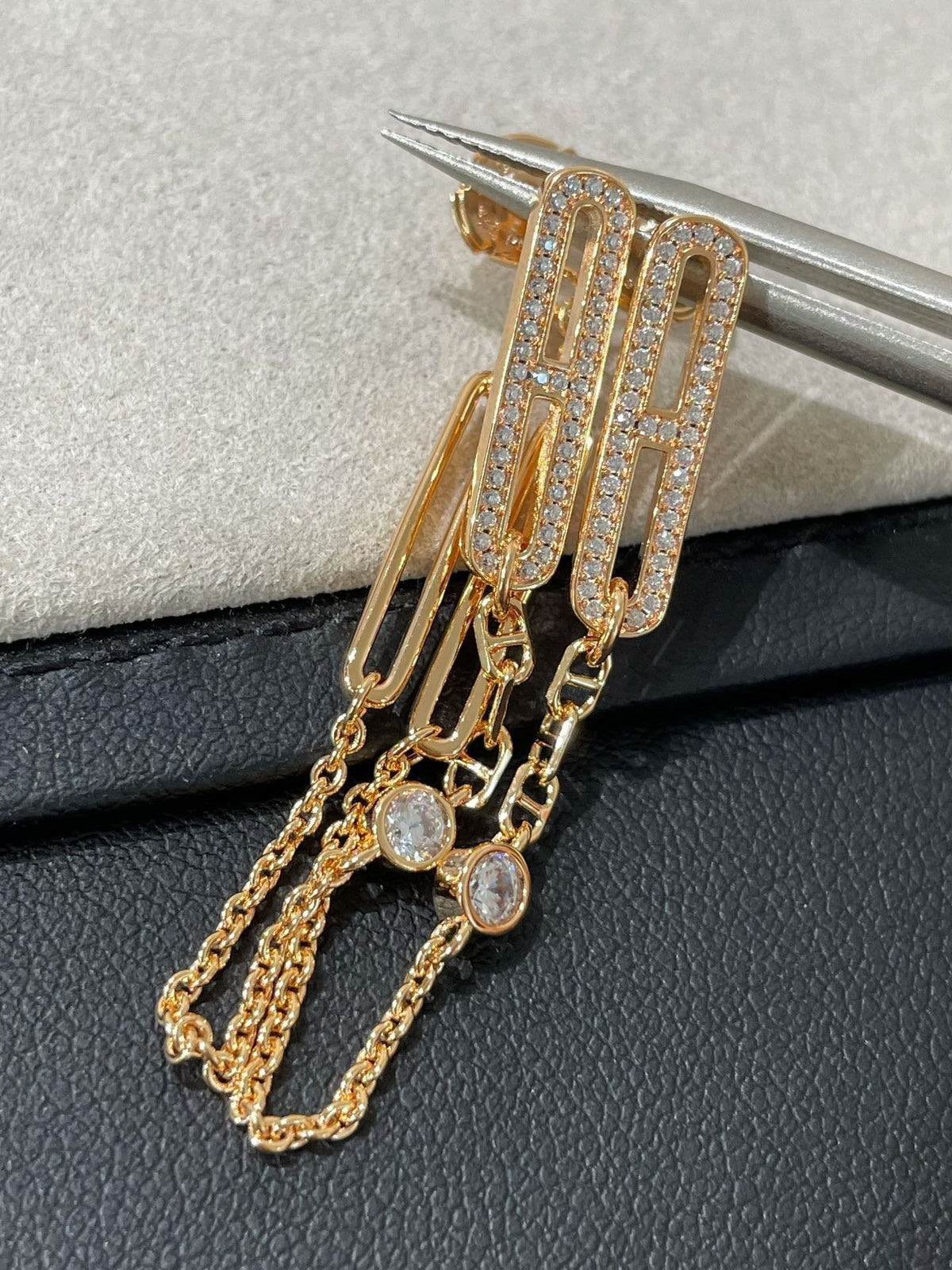 [Cadisa]CHAINE CHAOS DIAMOND DROP EARRINGS