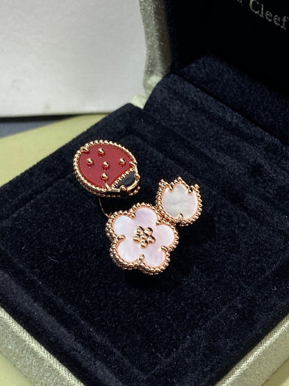 [Cadisa]LUCKY 3 MOTIF ROSE GOLD RING