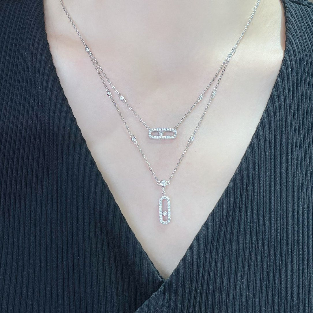[Cadisa]MOVE 2 ROW DIAMOND NECKLACE