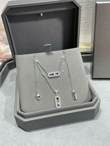 [Cadisa]MOVE 2 ROW DIAMOND NECKLACE