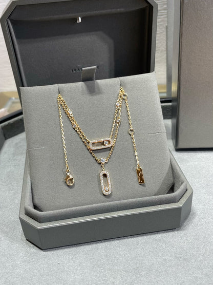 [Cadisa]MOVE 2 ROW DIAMOND NECKLACE