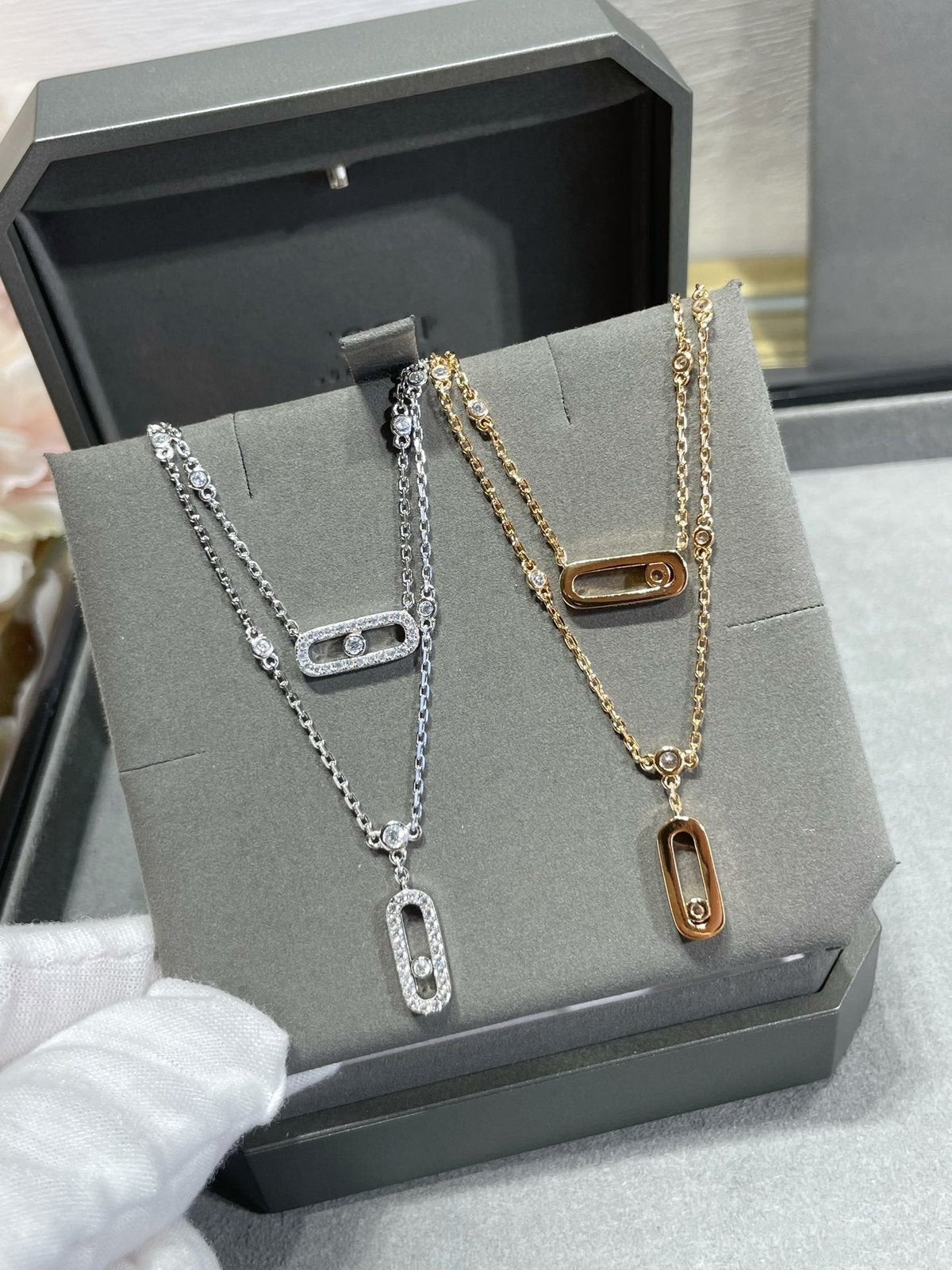 [Cadisa]MOVE 2 ROW DIAMOND NECKLACE