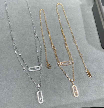 [Cadisa]MOVE 2 ROW DIAMOND NECKLACE
