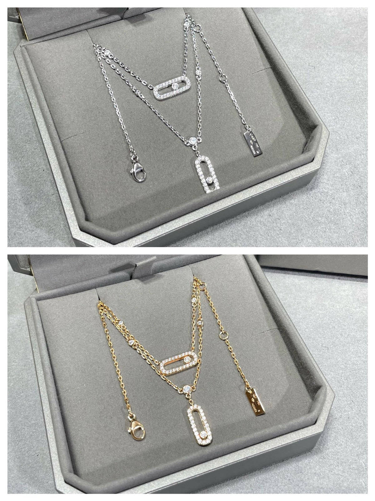 [Cadisa]MOVE 2 ROW DIAMOND NECKLACE