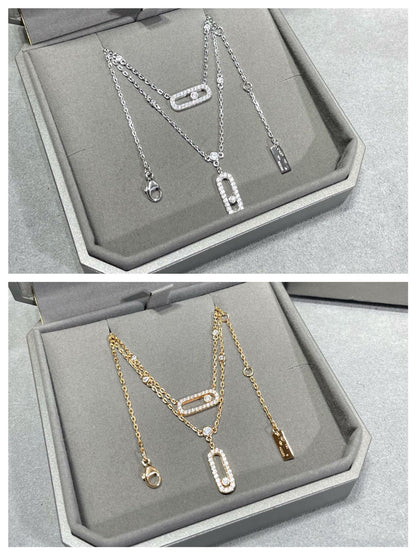 [Cadisa]MOVE 2 ROW DIAMOND NECKLACE