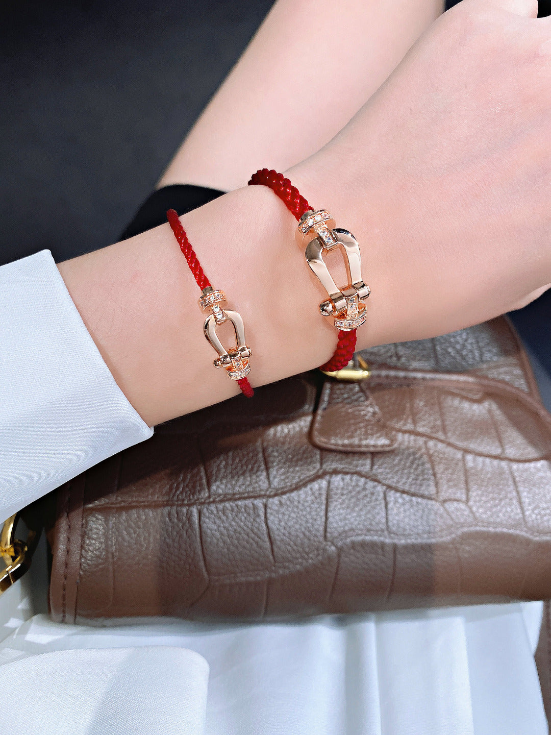 [Cadisa]FORCE 10 HALF DIAMOND PINK GOLD RED CORDERI LARGE AND MEDIUM MODEL