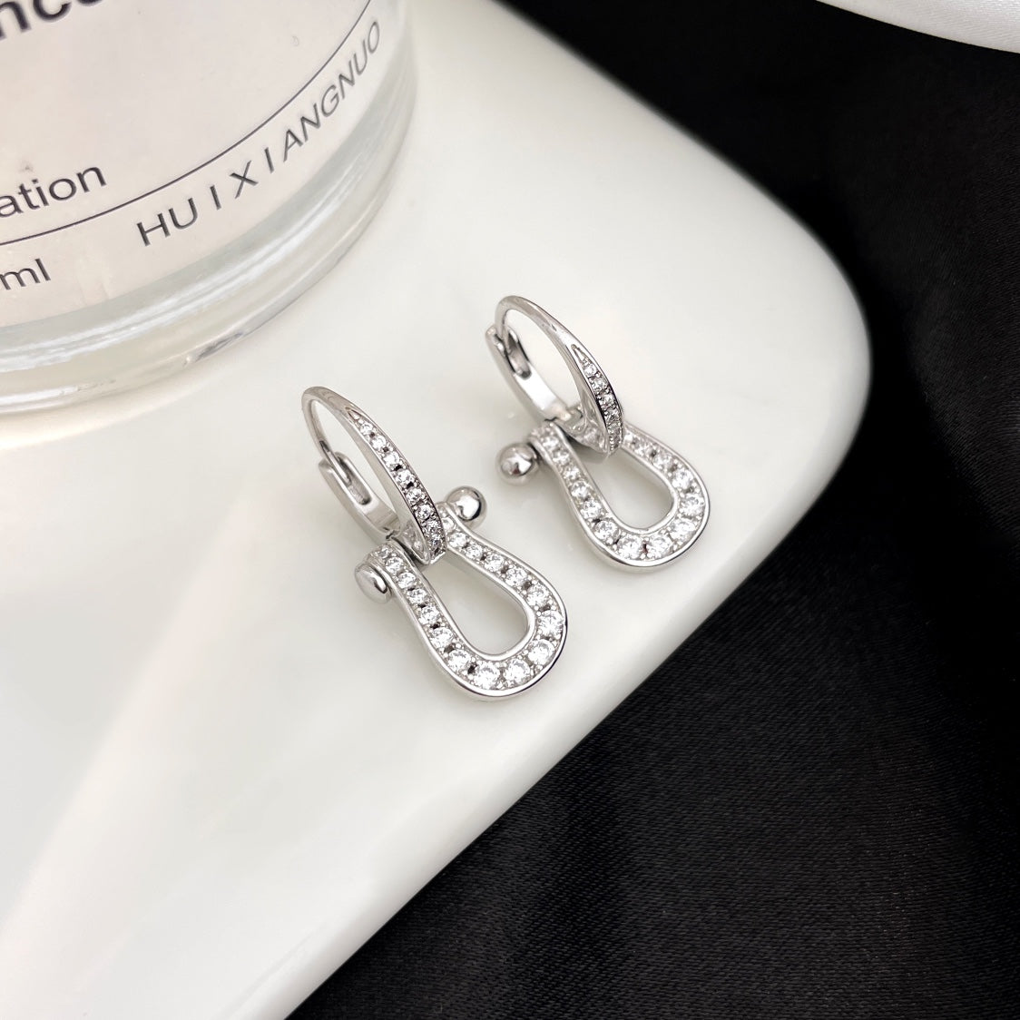 [Cadisa]FORCE 10 FULL DIAMOND DROP EARRINGS MEDIUM MODEL