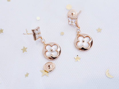 [Cadisa]STAR AND SUN PINK GOLD MOP DROP EARRINGS