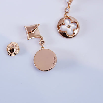 [Cadisa]STAR AND SUN PINK GOLD MOP DROP EARRINGS