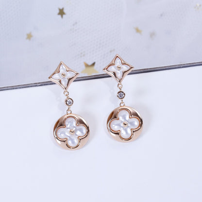 [Cadisa]STAR AND SUN PINK GOLD MOP DROP EARRINGS