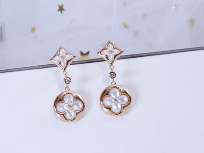 [Cadisa]STAR AND SUN PINK GOLD MOP DROP EARRINGS