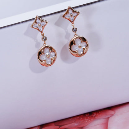 [Cadisa]STAR AND SUN PINK GOLD MOP DROP EARRINGS