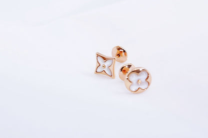 [Cadisa]STAR AND SUN PINK GOLD MOP STUD EARRINGS