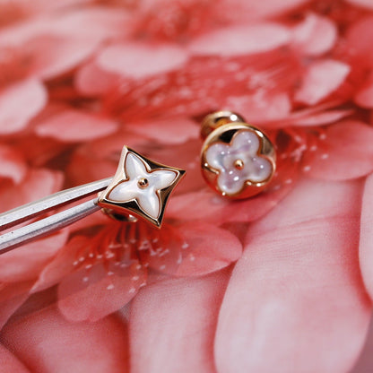 [Cadisa]STAR AND SUN PINK GOLD MOP STUD EARRINGS