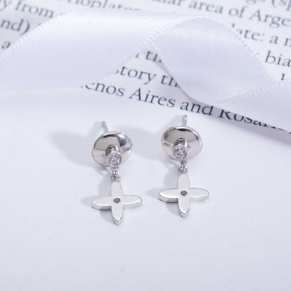 [Cadisa]VIDYLLE SILVER DIAMOND MINI DROP EARRINGS