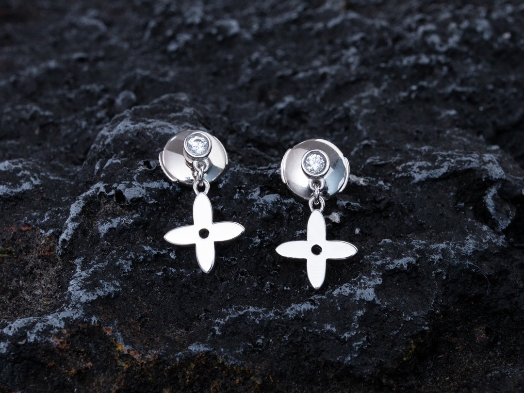 [Cadisa]VIDYLLE SILVER DIAMOND MINI DROP EARRINGS