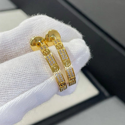 [Cadisa] LOVE EARRINGS 3.6MM DIAMOND PAVED