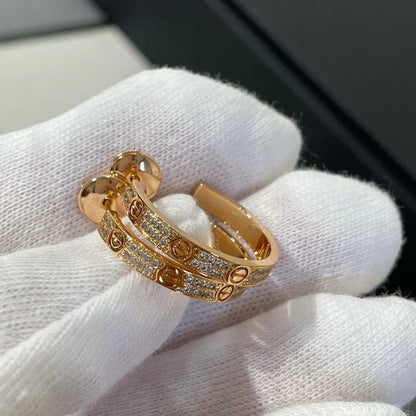 [Cadisa] LOVE EARRINGS 3.6MM DIAMOND PAVED