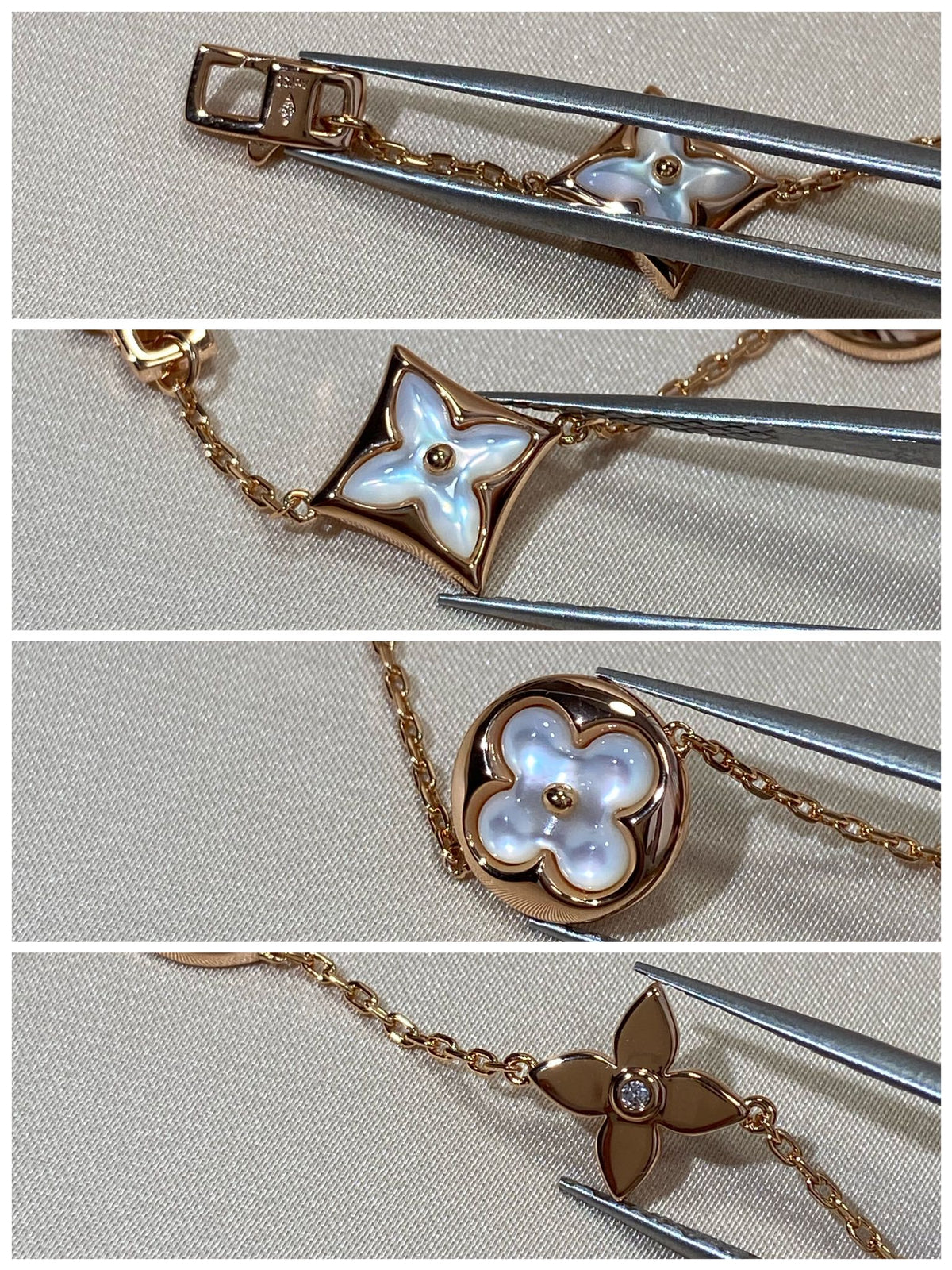 [Cadisa]STAR AND SUN 5 MOTIF MOP PINK GOLD BRACELET