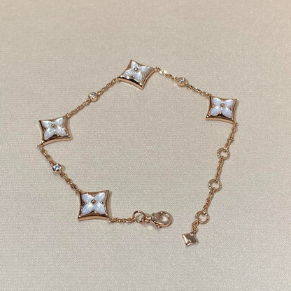 [Cadisa]STAR 4 MOTIF MOP DIAMOND PINK GOLD BRACELET