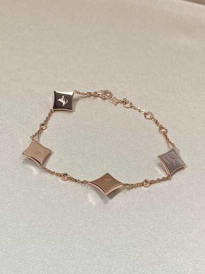 [Cadisa]STAR 4 MOTIF MOP DIAMOND PINK GOLD BRACELET