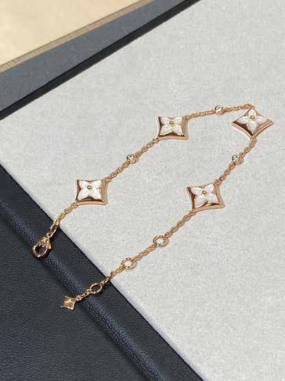 [Cadisa]STAR 4 MOTIF MOP DIAMOND PINK GOLD BRACELET