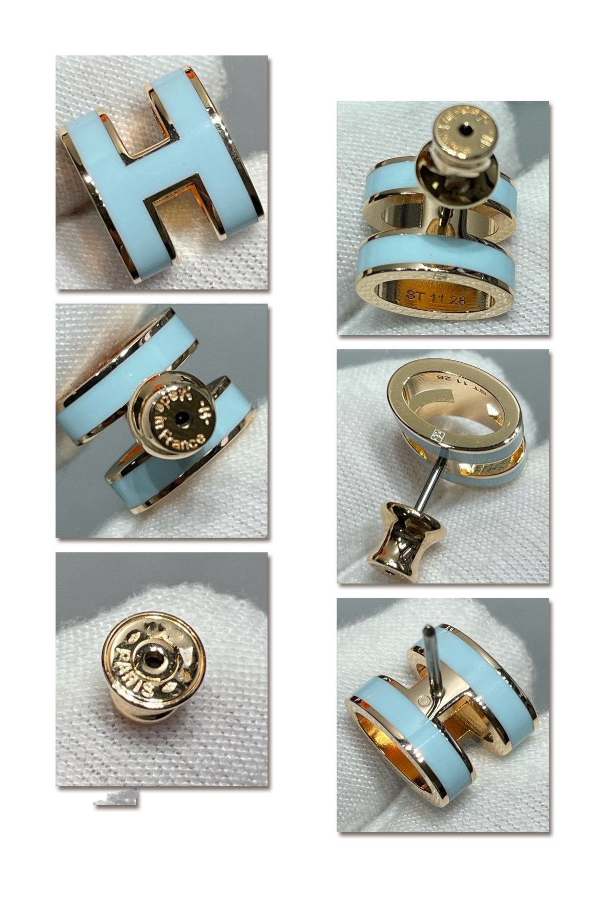 [Cadisa]POP H SKY BLUE STUD EARRINGS
