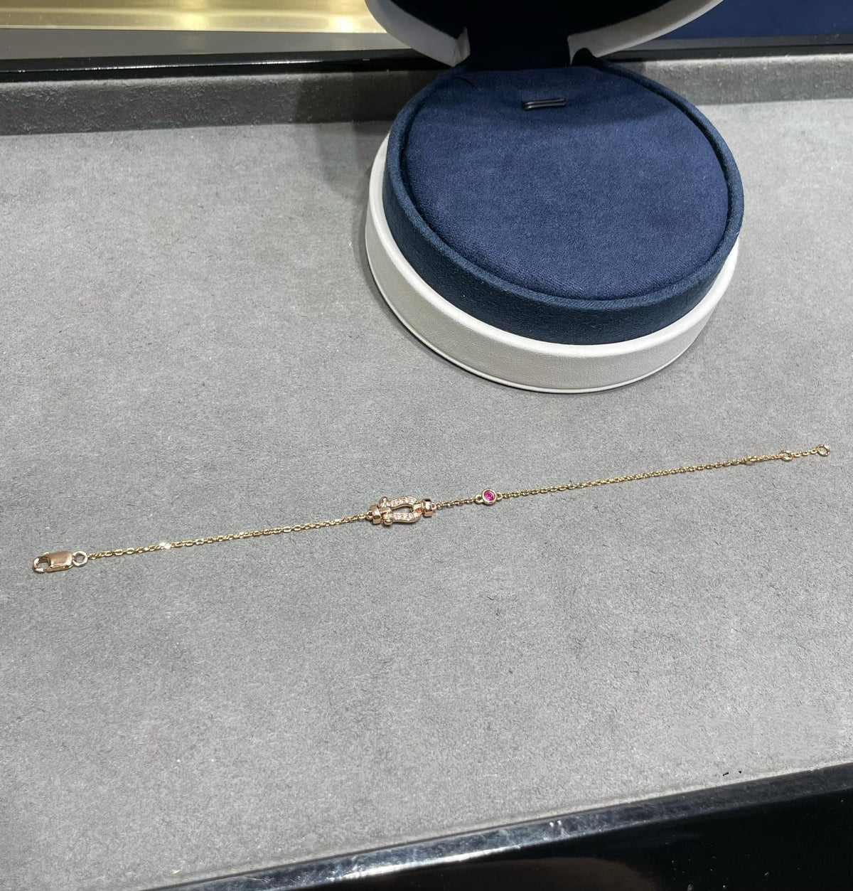 [Cadisa]FORCE 10 DIAMOND CHAIN LINK PINK GOLD BRACELET