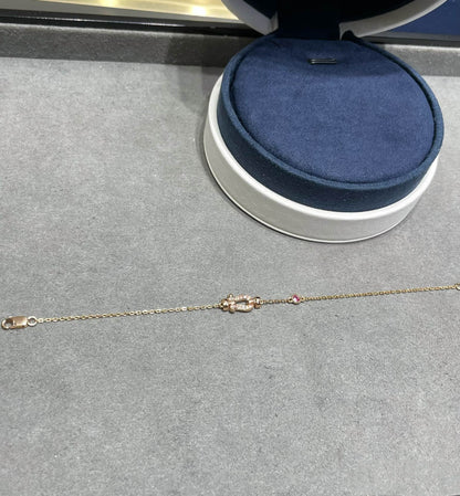 [Cadisa]FORCE 10 DIAMOND CHAIN LINK PINK GOLD BRACELET
