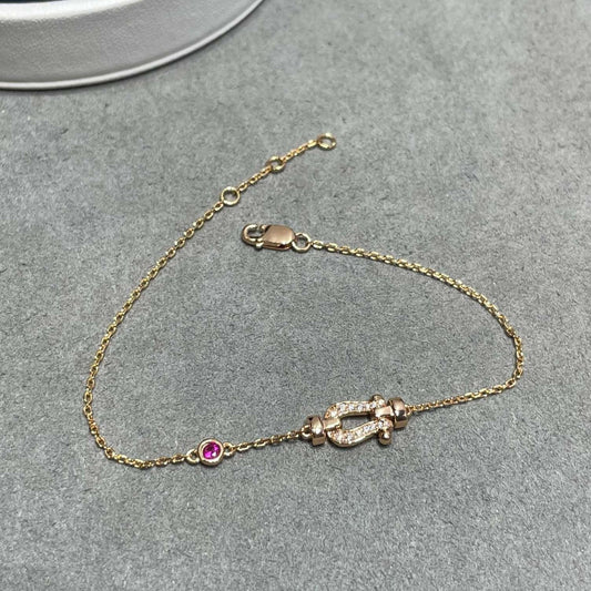[Cadisa]FORCE 10 DIAMOND CHAIN LINK PINK GOLD BRACELET