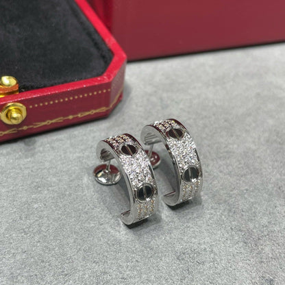 [Cadisa] LOVE CERAMIC DIAMOND PAVED SILVER EARRINGS
