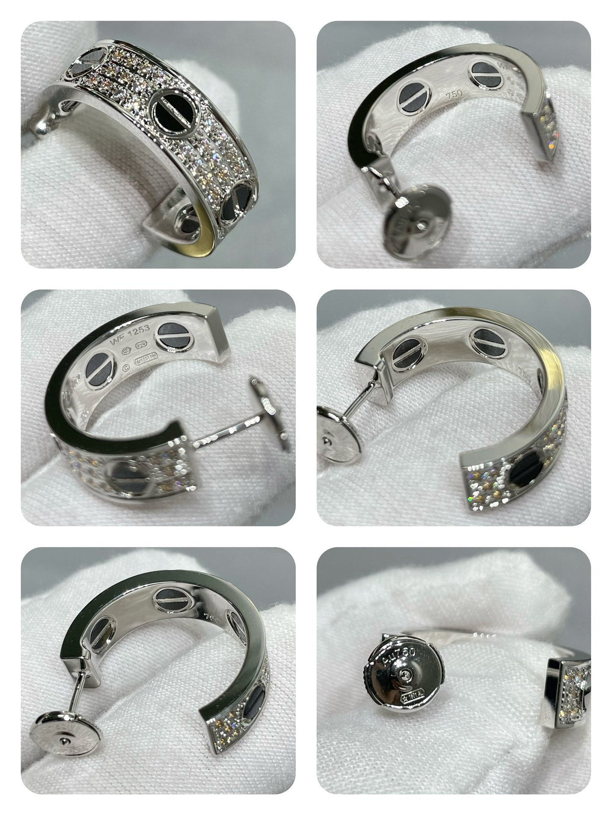 [Cadisa] LOVE CERAMIC DIAMOND PAVED SILVER EARRINGS