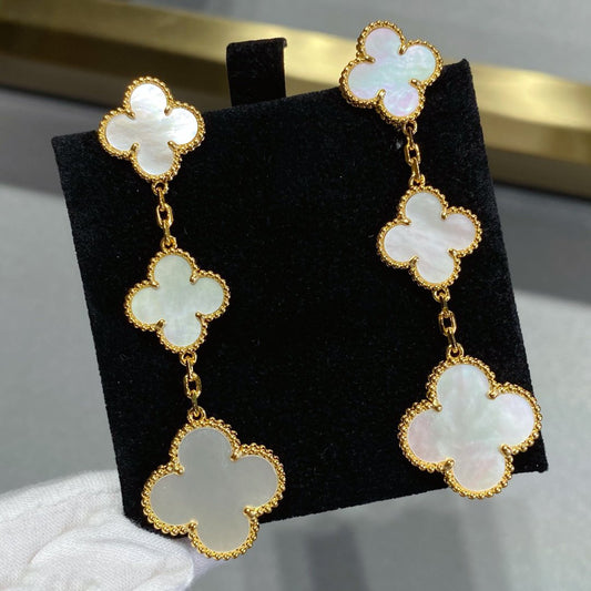 [Cadisa]CLOVER MOP 3 MOTIFS GOLD EARRINGS