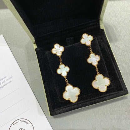 [Cadisa]CLOVER MOP 3 MOTIFS GOLD EARRINGS
