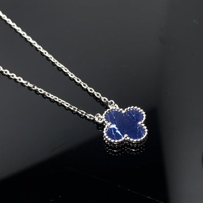 [Cadisa]CLOVER PIETERSITE SILVER LONG NECKLACE