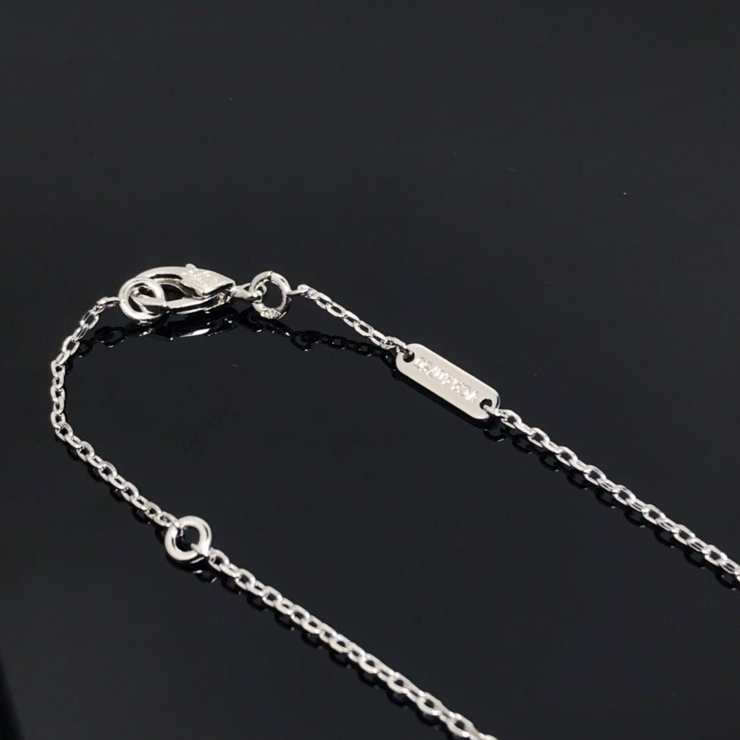 [Cadisa]CLOVER PIETERSITE SILVER LONG NECKLACE