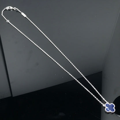 [Cadisa]CLOVER PIETERSITE SILVER LONG NECKLACE