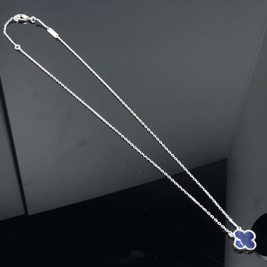[Cadisa]CLOVER PIETERSITE SILVER LONG NECKLACE