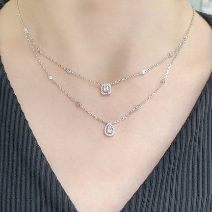 [Cadisa]MY TWIN 2 ROW DIAMOND NECKLACE