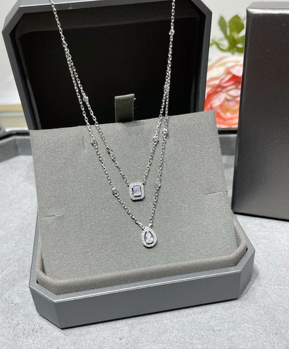 [Cadisa]MY TWIN 2 ROW DIAMOND NECKLACE