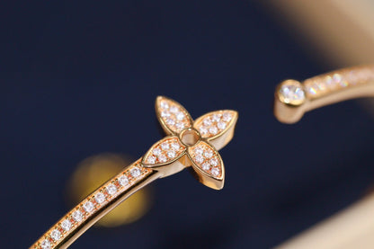 [Cadisa]IDYLLE PINK GOLD OPEN BRACELET DIAMOND PAVED
