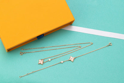 [Cadisa]STAR PINK MOP 1 DIAMOND PINK GOLD NECKLACE
