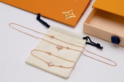 [Cadisa]STAR PINK MOP 1 DIAMOND PINK GOLD NECKLACE