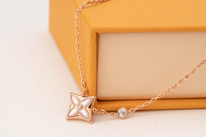 [Cadisa]STAR PINK MOP 1 DIAMOND PINK GOLD NECKLACE