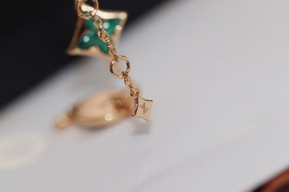 [Cadisa]STAR AND SUN 4 MOTIF PINK GOLD MALACHITE BRACELET