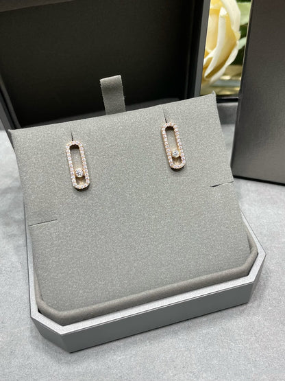 [Cadisa]MOVE UNO STUD DIAMOND PAVED EARRINGS