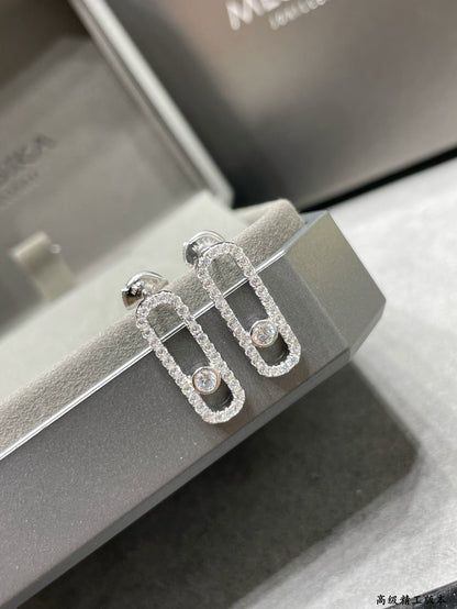 [Cadisa]MOVE UNO STUD DIAMOND PAVED EARRINGS