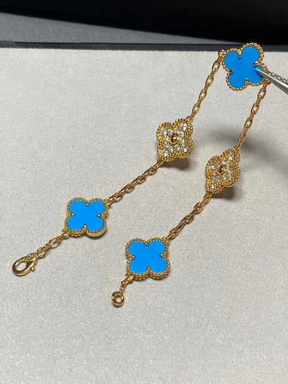 [Cadisa] CLOVER 5 MOTIF BLUE AGATE BRACELET COLLECTION